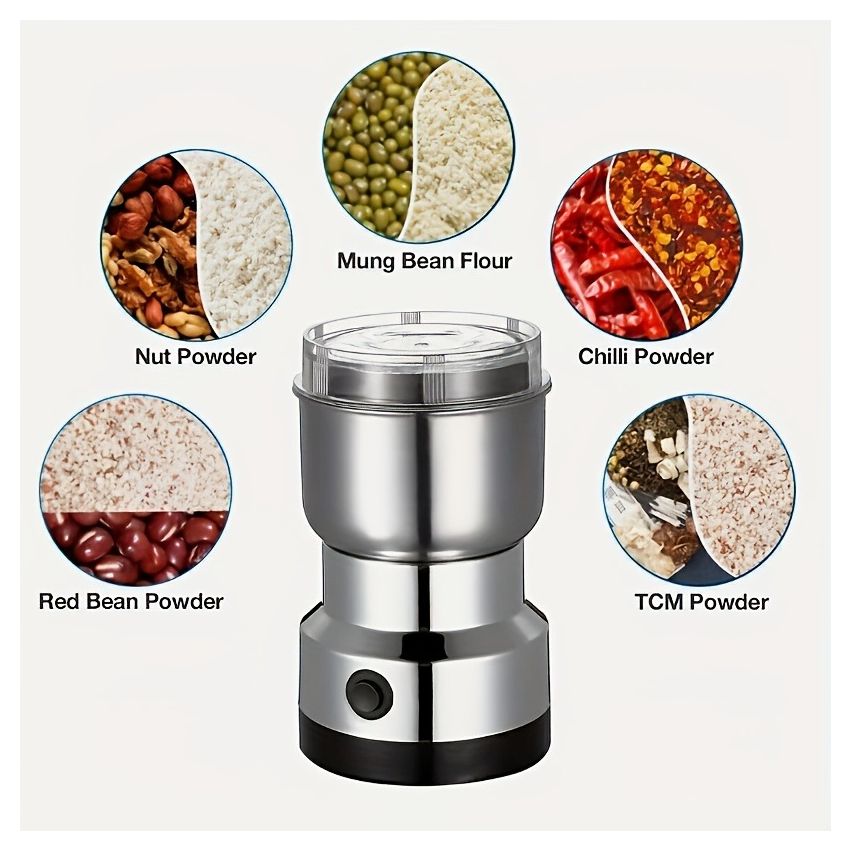 High-Power Electric Coffee & Grain Grinder – 25,000 RPM Fast Grinding, Stainless Steel Blades, Compact Multi-Purpose Kitchen Tool for Coffee, Spices & Nuts – Durable & Sleek Design