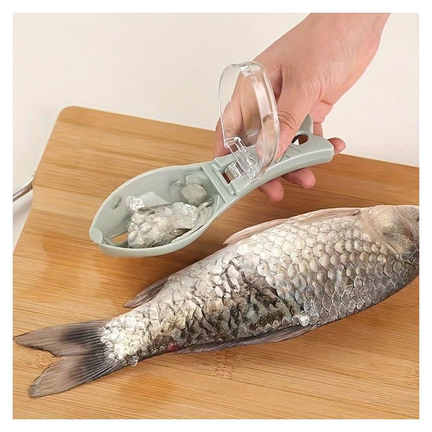 Fish Scale Scraper with Storage Box – Easy-Clean Household Fish Scale Remover, Anti-Splash Design, Safe Plastic Fish Scaler Tool with Cover, Quick Kitchen Gadget for Fish Cleaning & Cooking