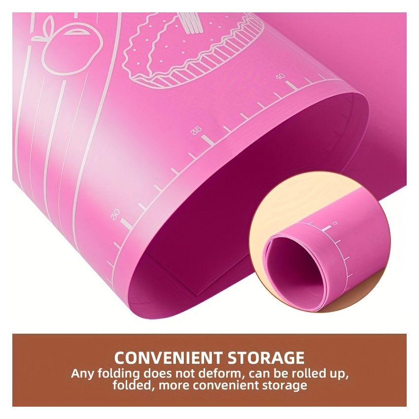 45x60cm Pink Non-Stick Pastry Mat – Reusable Baking Mat with Measurements for Dough, Cookies, Pies & Pastry Making