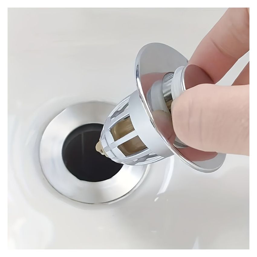 Universal Bathroom Sink Stopper – Anti-Odor Pop-Up Drain Plug with Hair Catcher, Fits 1.2–1.5 Inch Drains, Rust-Resistant Copper Core, Easy Install, Fast Drainage & Anti-Clog Design