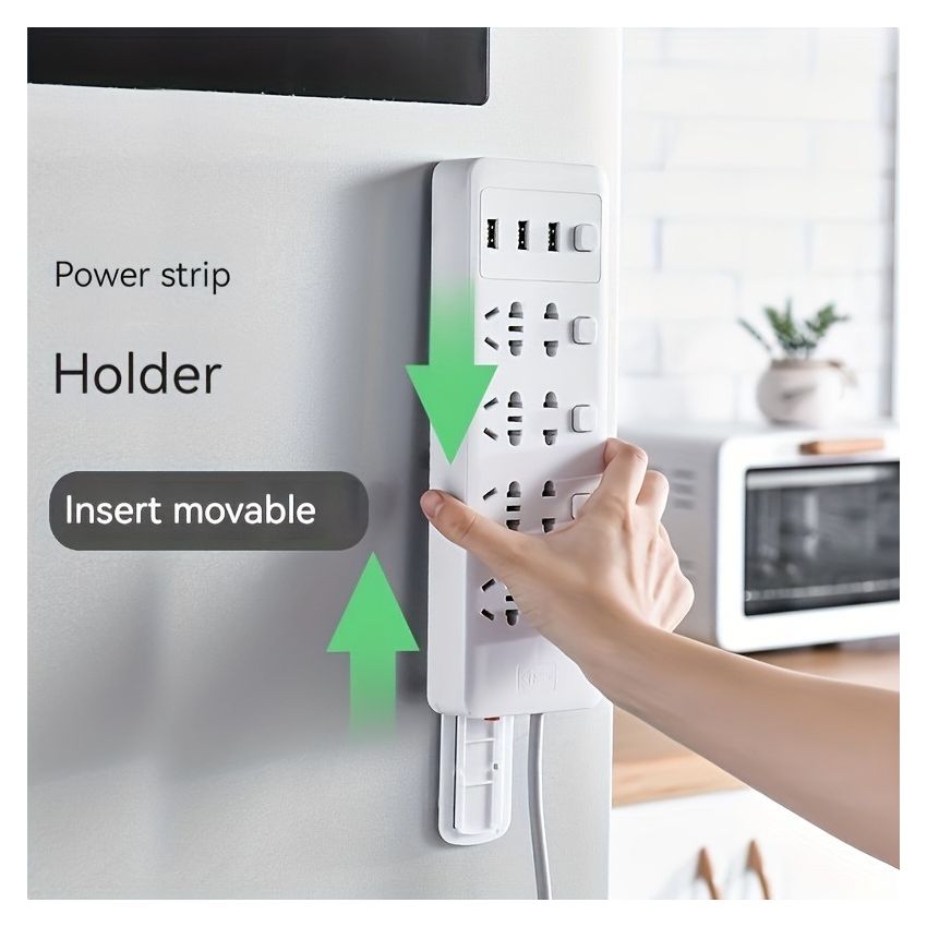 Ultra-Strong Self-Adhesive Wall Mount Socket Organizer – 5 PCS Power Strip & Cable Holder, No-Drill, Traceless, Space-Saving Storage for Home, Office, Kitchen, Bathroom