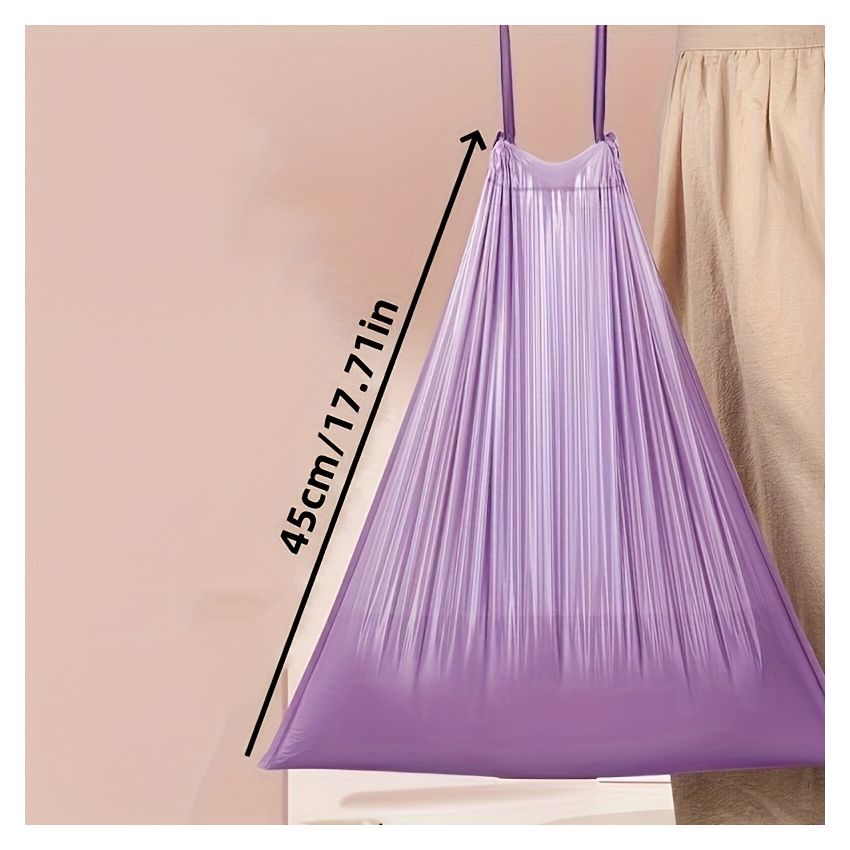 Roll of 100/50 Drawstring Purple Trash Bags – Heavy-Duty, Leak-Proof Garbage Bags for Kitchen, Bathroom, Bedroom & Living Room – Tear-Resistant Plastic Waste Bags for Home Use