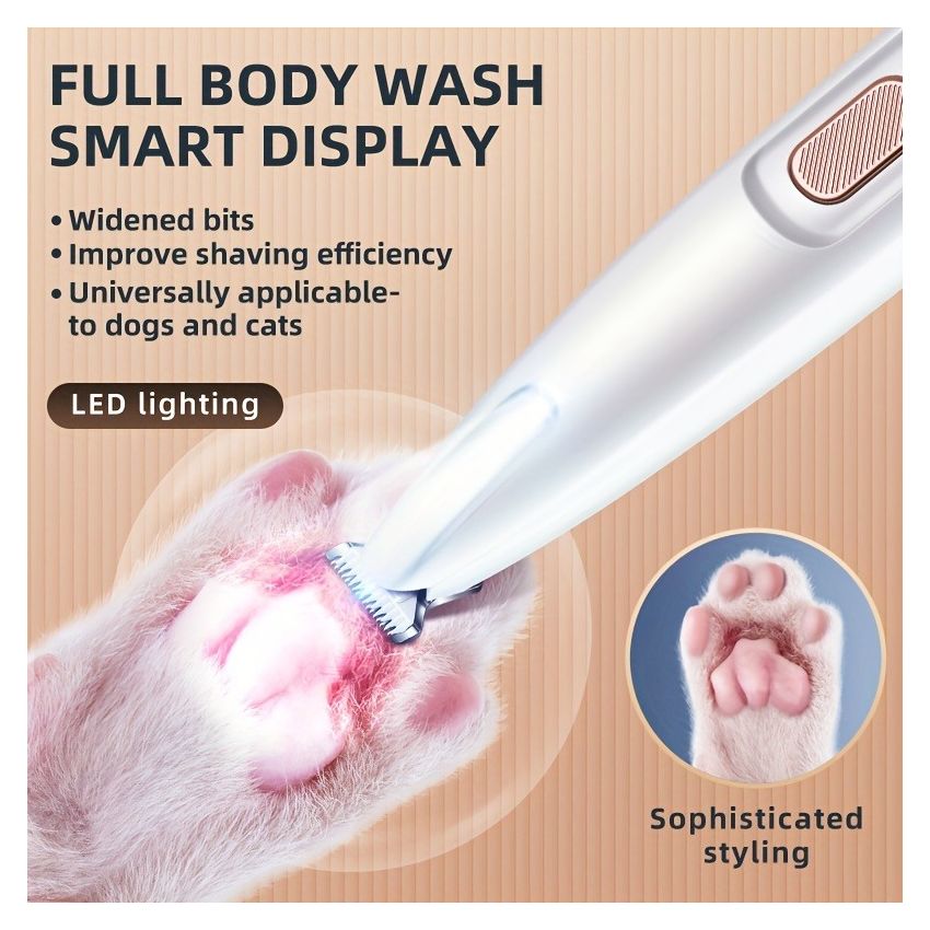 Compact Electric Pet Grooming Clipper – Low-Noise Fur Trimmer for Dogs & Cats, 1.8x16 cm – Precision Trimming for Paws, Eyes, Ears, Face & Rear – Professional Pet Grooming Too