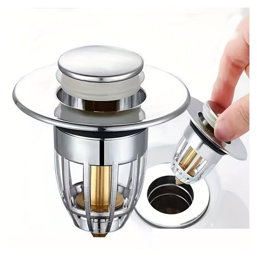 Universal Bathroom Sink Stopper – Anti-Odor Pop-Up Drain Plug with Hair Catcher, Fits 1.2–1.5 Inch Drains, Rust-Resistant Copper Core, Easy Install, Fast Drainage & Anti-Clog Design