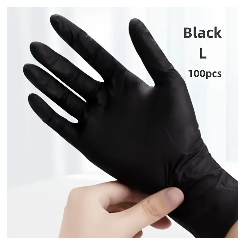 100 PCS Black Nitrile Gloves – Disposable, Latex-Free, Durable, Waterproof, Non-Slip, Food Safe – Ideal for Kitchen, Dishwashing, Cleaning, Indoor & Outdoor Use – Comfortable Fit
