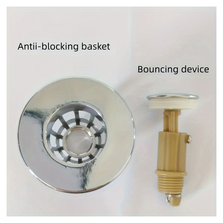 Universal Bathroom Sink Stopper – Anti-Odor Pop-Up Drain Plug with Hair Catcher, Fits 1.2–1.5 Inch Drains, Rust-Resistant Copper Core, Easy Install, Fast Drainage & Anti-Clog Design