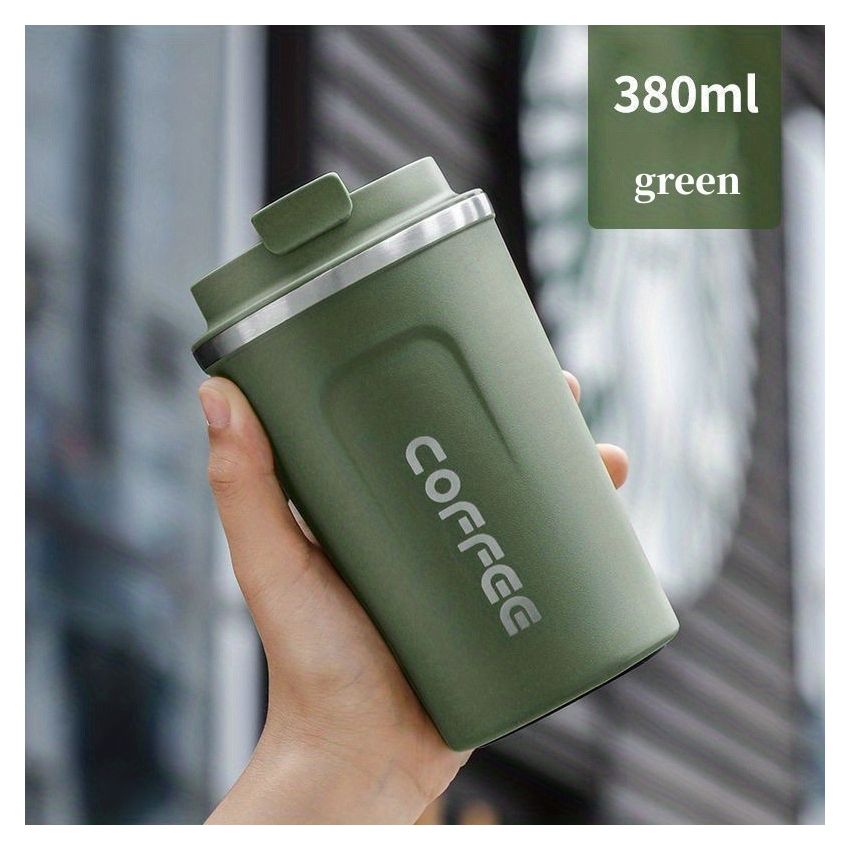 Stainless Steel Insulated Coffee Travel Mug 380ml– 304 Vacuum Double-Layer Cup, Leak-Proof Lockable Lid, Keeps Drinks Hot & Cold, Matte Finish, Portable for Car, Office & Outdoor Use