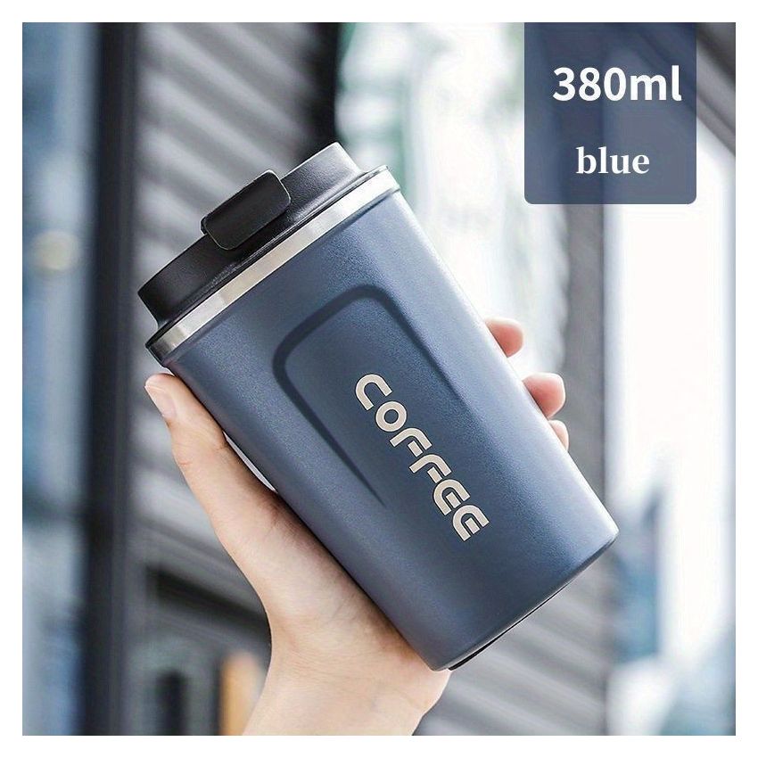 Stainless Steel Insulated Coffee Travel Mug 380ml– 304 Vacuum Double-Layer Cup, Leak-Proof Lockable Lid, Keeps Drinks Hot & Cold, Matte Finish, Portable for Car, Office & Outdoor Use