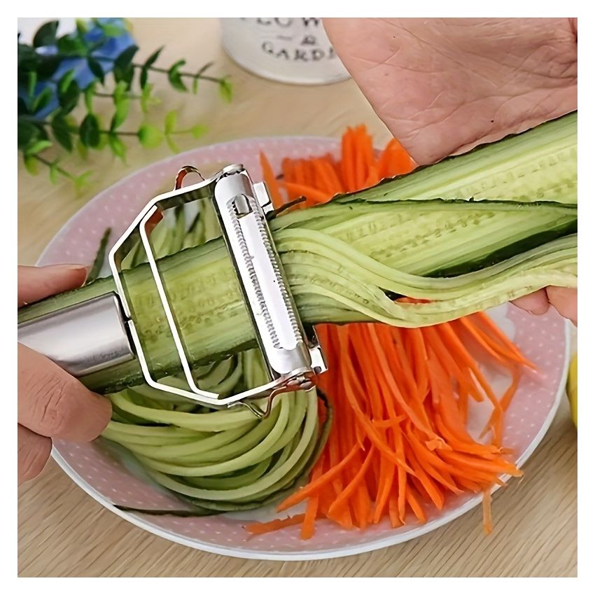 Stainless Steel Multi-Functional Vegetable Peeler & Slicer – Sharp Blade Manual Kitchen Tool for Potatoes, Carrots, Fruits – Ergonomic Handle, Grater, Chopper, Durable