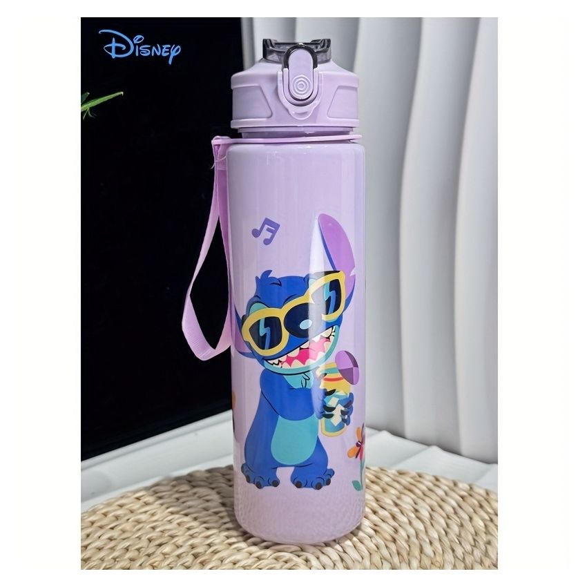 Disney KLM Cartoon Transparent Sports Water Bottle 800ML – Leakproof Pop-Up Lid, Lightweight Rectangle Bottle for Gym, Fitness, Running & Outdoor Hydration – Fun & Durable Gift