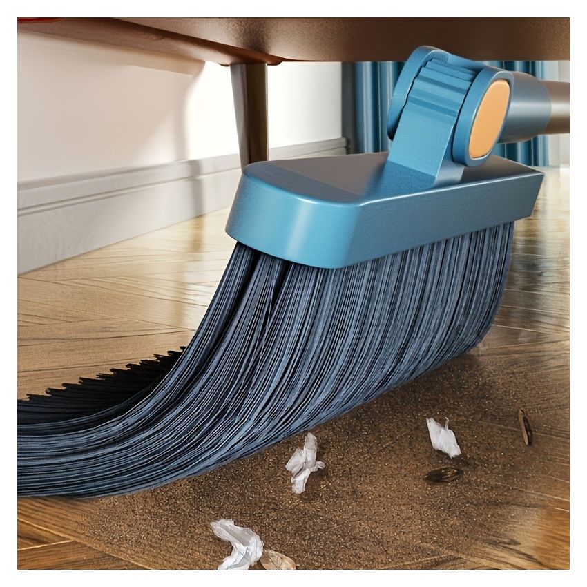 Household Broom and Dustpan Set with Long Handle – Rotatable Broom with Comb Teeth for Easy Floor Sweeping – Cleaning Supplies for Home, Kitchen, Room, Office