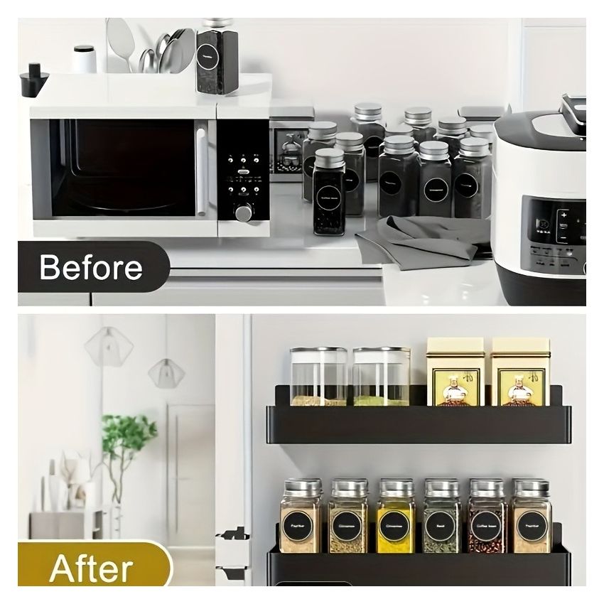 2-Pack Large Magnetic Plastic Storage Baskets – Space-Saving Kitchen Organizer for Fridge, Microwave, Washing Machine (No-Drill)