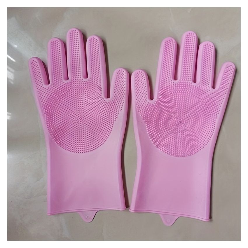 Pair of Reusable Silicone Cleaning Gloves – Waterproof, Heat-Resistant & Durable for Kitchen, Dishwashing, Pet Bathing, Car Washing – PVC-Free Household Gloves