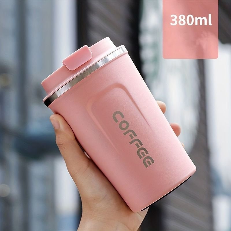 Stainless Steel Insulated Coffee Travel Mug 380ml– 304 Vacuum Double-Layer Cup, Leak-Proof Lockable Lid, Keeps Drinks Hot & Cold, Matte Finish, Portable for Car, Office & Outdoor Use