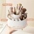 360° Rotating Makeup Organizer – 5-Compartment Cosmetic & Desk Storage Caddy, Durable Plastic, Luxury Stripe Design, Gold-Toned Accents, Brush & Skincare Holder