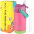 BOGI Kids Insulated Stainless Steel Water Bottle with Straw – 12oz/350ml Leak-Proof BPA-Free Reusable Bottle for School, Sports & Travel – Dishwasher Safe, Pink with Teal Accents
